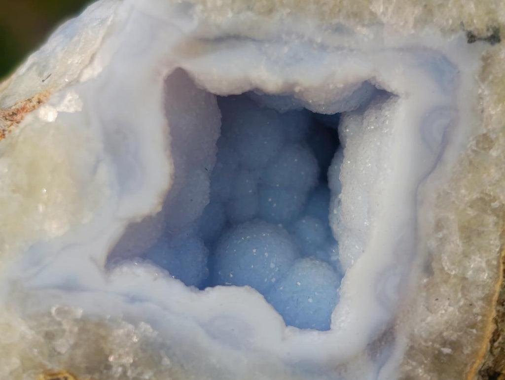 Polished on One Side Blue Lace Agate Geodes x 12 From Nsanje, Malawi - Toprock Gemstones and Minerals 