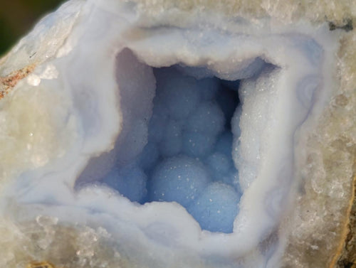 Polished on One Side Blue Lace Agate Geodes x 12 From Nsanje, Malawi - Toprock Gemstones and Minerals 