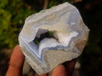Polished on One Side Blue Lace Agate Geodes x 12 From Nsanje, Malawi - Toprock Gemstones and Minerals 