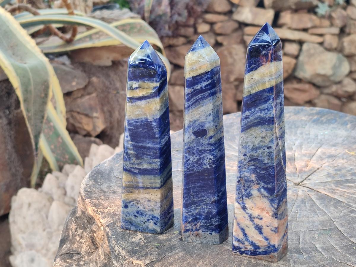 Polished Sodalite Display Crystals x 3 From Kunene River, Namibia - Toprock Gemstones and Minerals 