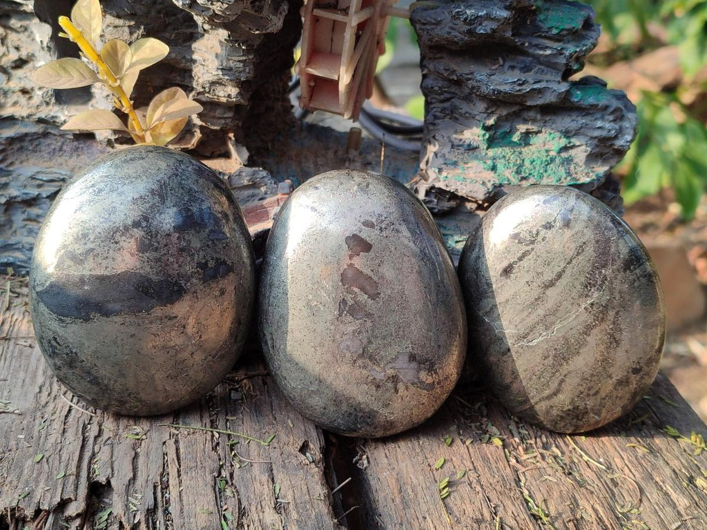 Polished Basalt Pharaoh Stone Galets x 3 From Iron Duke Mine, Zimbabwe - Toprock Gemstones and Minerals 
