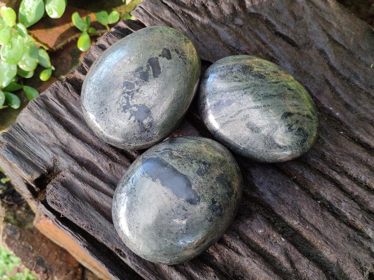 Polished Basalt Pharaoh Stone Galets x 3 From Iron Duke Mine, Zimbabwe - Toprock Gemstones and Minerals 