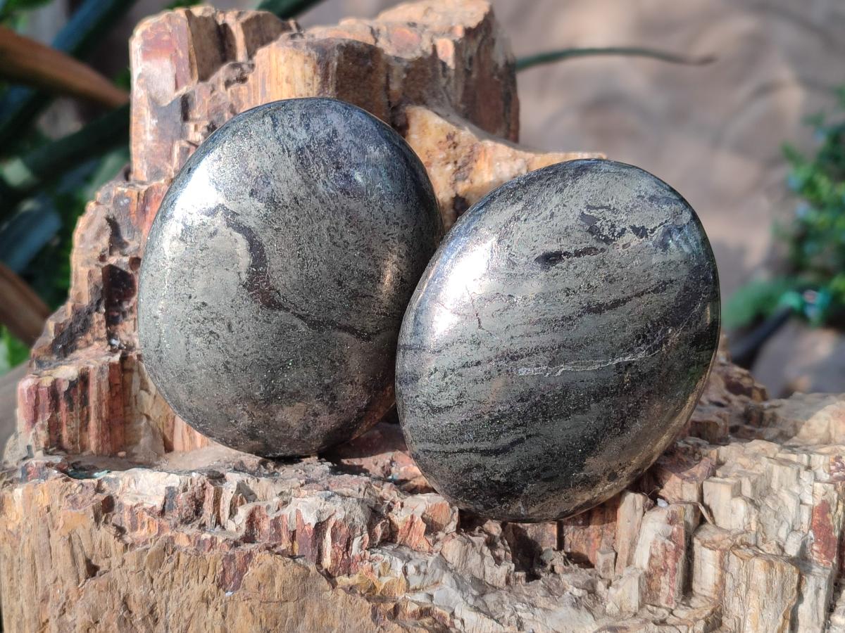 Polished Basalt Pharaoh Stone Galets x 3 From Iron Duke Mine, Zimbabwe - Toprock Gemstones and Minerals 
