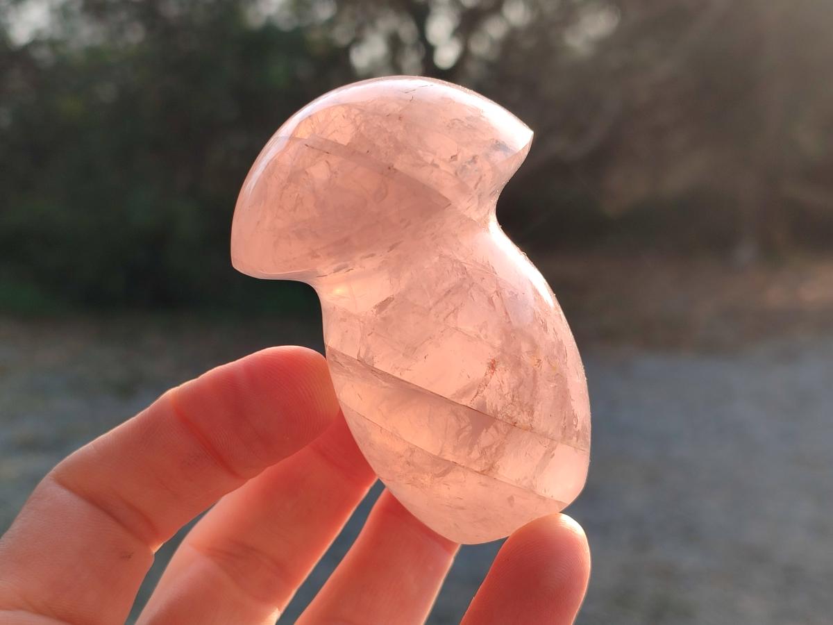 Polished Gemmy Rose Quartz Mushrooms x 12 From Madagascar - Toprock Gemstones and Minerals 