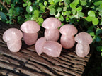 Polished Gemmy Rose Quartz Mushrooms x 12 From Madagascar - Toprock Gemstones and Minerals 