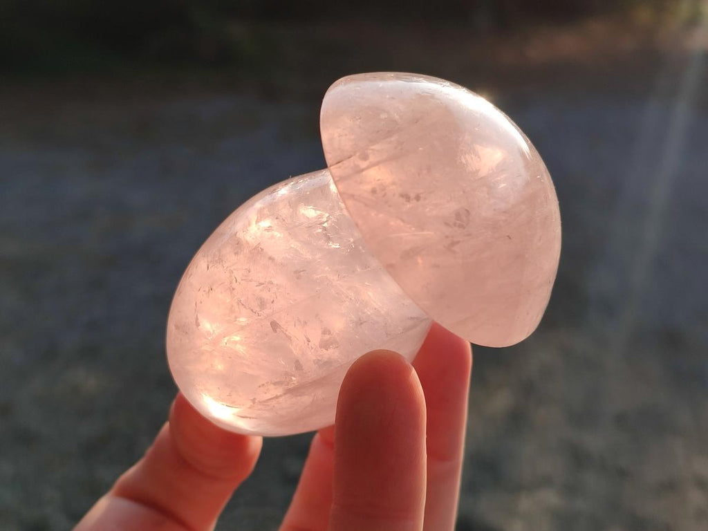Polished Gemmy Rose Quartz Mushrooms x 12 From Madagascar - Toprock Gemstones and Minerals 