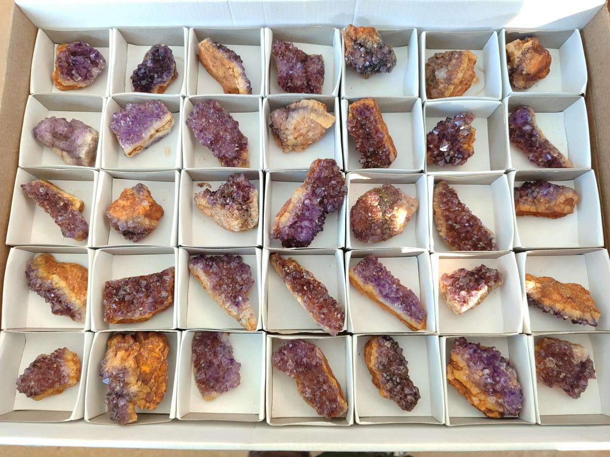 Natural Small Dark Purple Amethyst Crystal Plates x 35 From Boekenhouthoek, South Africa - Toprock Gemstones and Minerals 