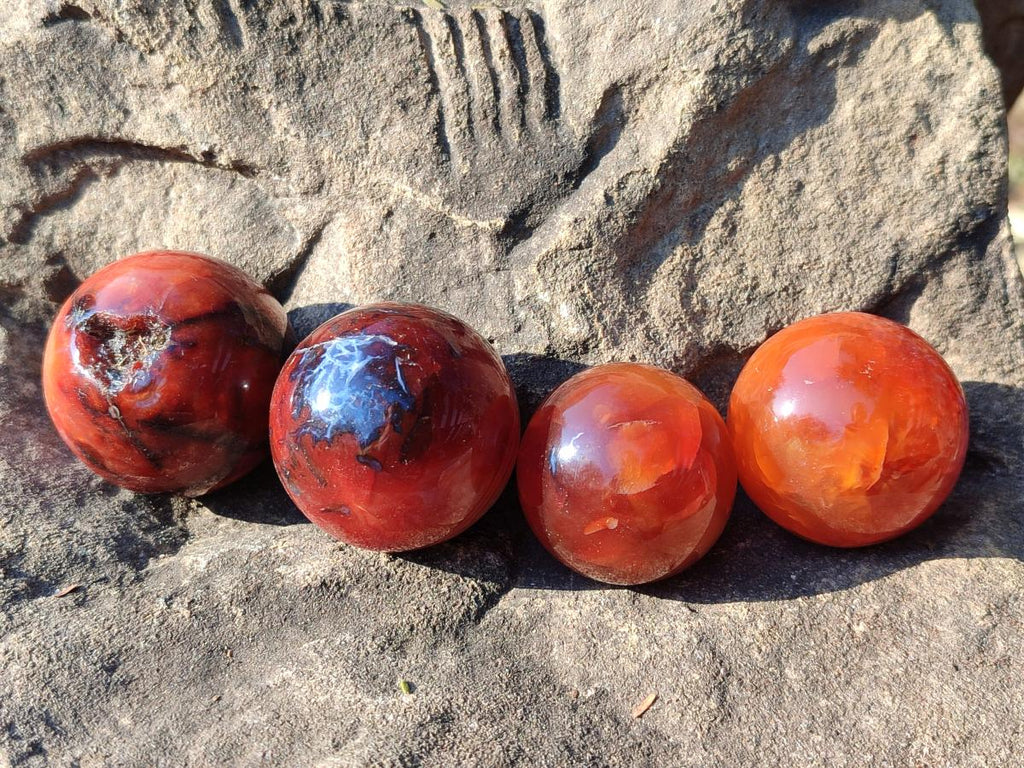 Polished Carnelian Agate Gemstone Spheres x 24 From Madagascar