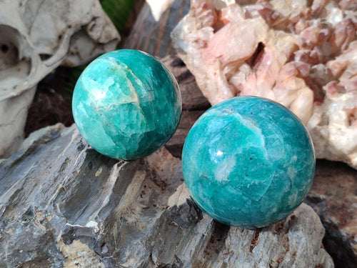 Polished Amazonite Spheres x 6 From Madagascar - Toprock Gemstones and Minerals 