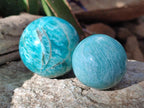 Polished Amazonite Spheres x 6 From Madagascar