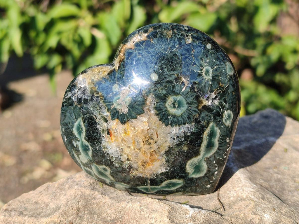 Polished Large Orbicular Ocean Jasper Hearts x 4 From Northwest Coast, Madagascar