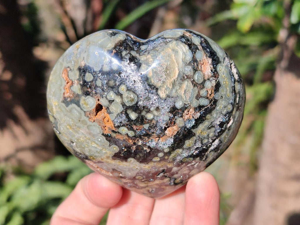 Polished Large Orbicular Ocean Jasper Hearts x 4 From Northwest Coast, Madagascar