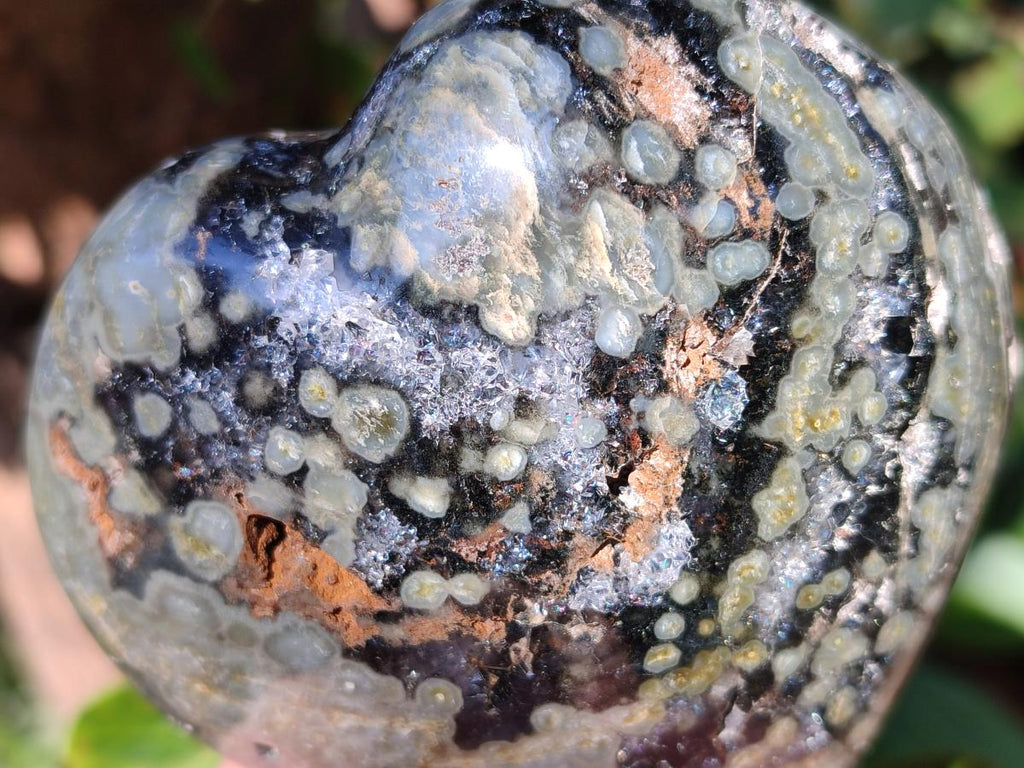 Polished Large Orbicular Ocean Jasper Hearts x 4 From Northwest Coast, Madagascar