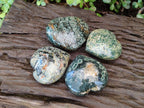 Polished Large Orbicular Ocean Jasper Hearts x 4 From Northwest Coast, Madagascar