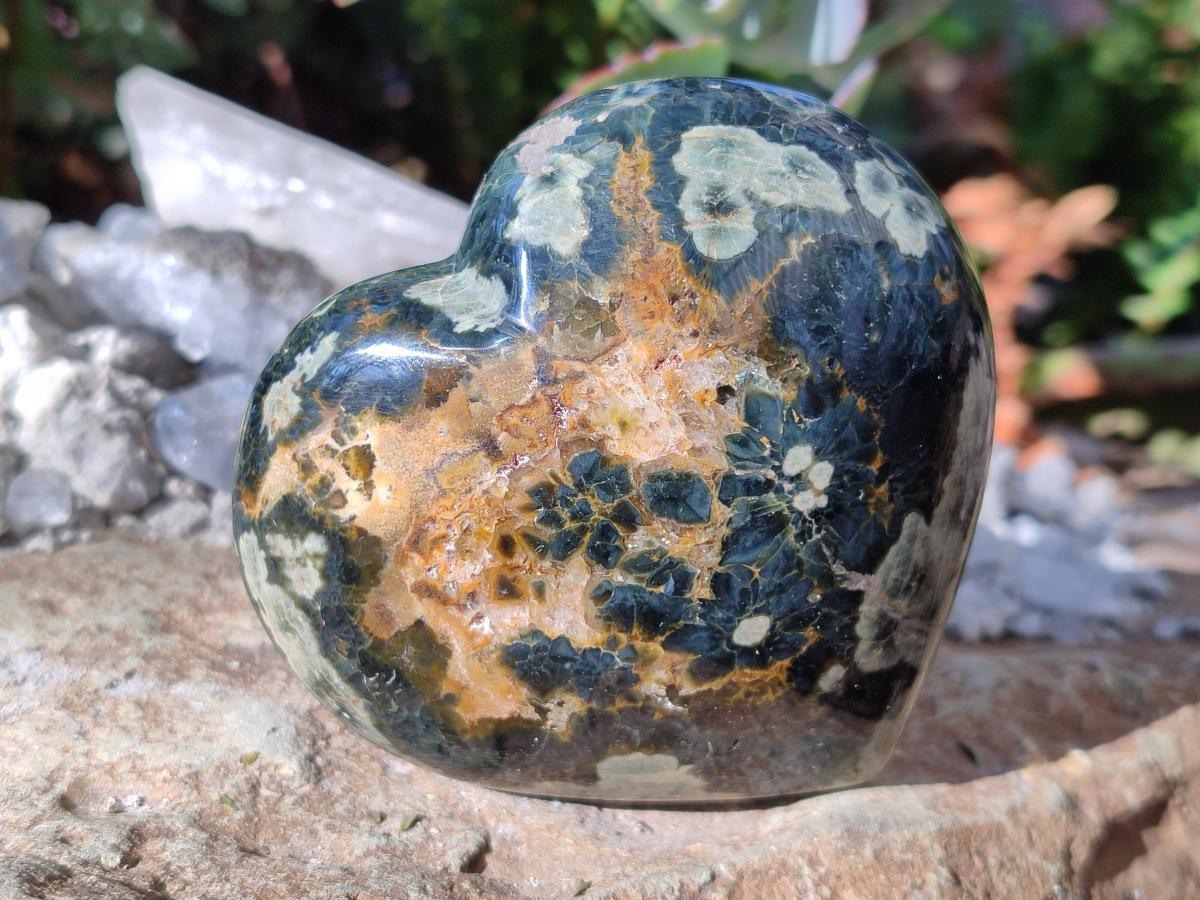 Polished Large Orbicular Ocean Jasper Hearts x 4 From Northwest Coast, Madagascar