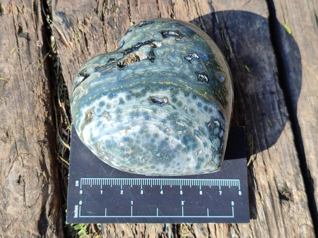 Polished Large Orbicular Ocean Jasper Hearts x 4 From Northwest Coast, Madagascar