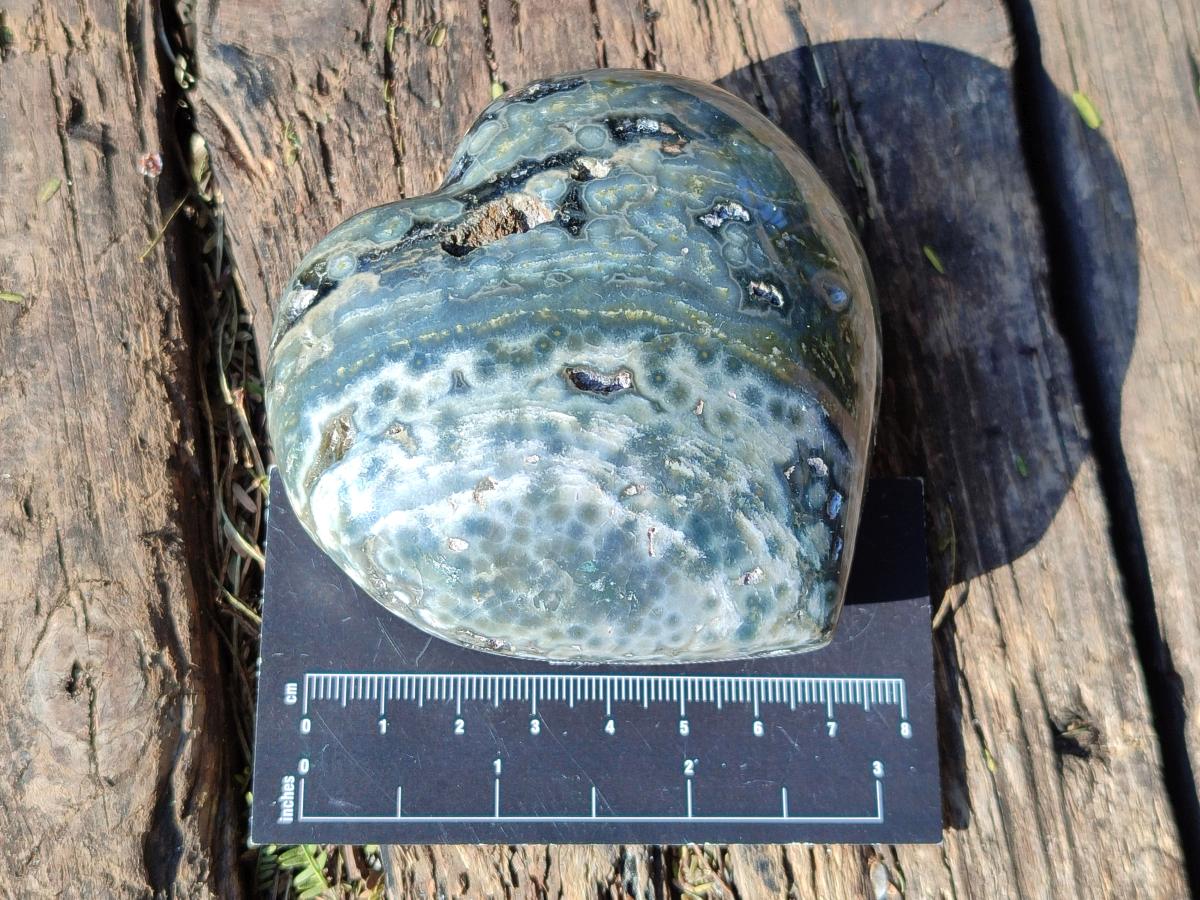 Polished Large Orbicular Ocean Jasper Hearts x 4 From Northwest Coast, Madagascar