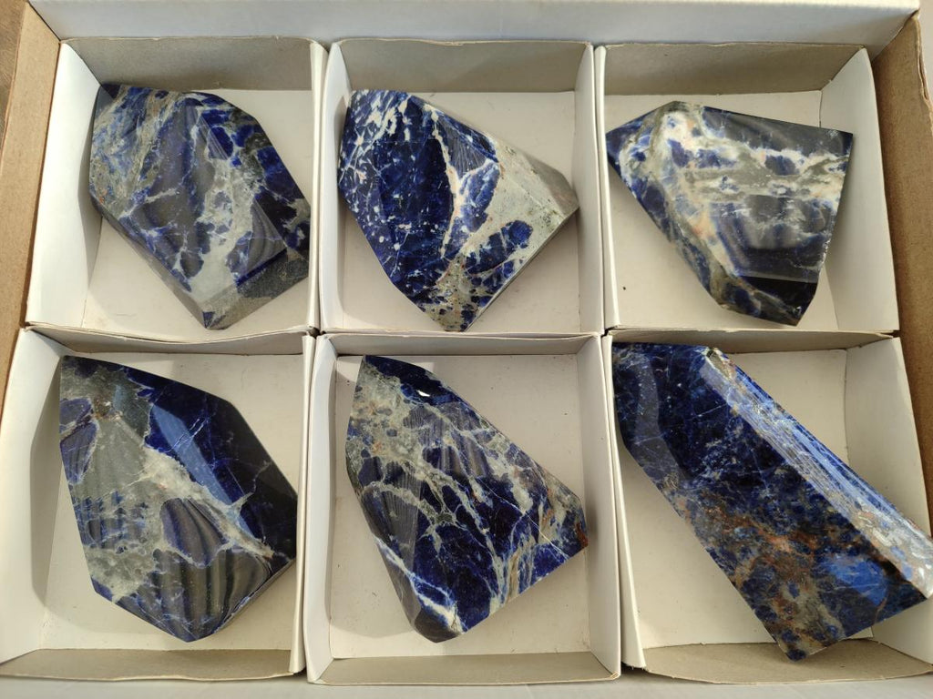 Polished Sodalite Crystals with Silver Hematite x 6 From Kunene River, Namibia