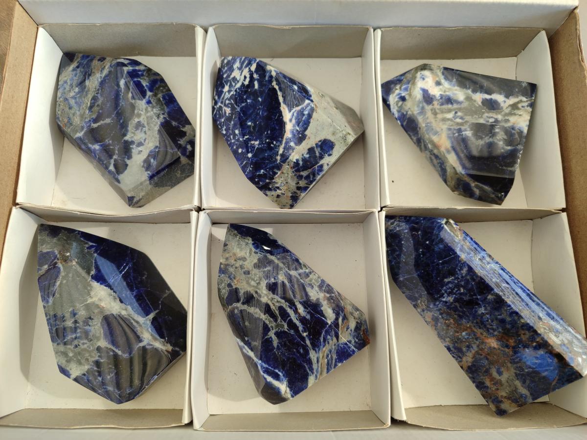 Polished Sodalite Crystals with Silver Hematite x 6 From Kunene River, Namibia