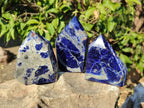 Polished Sodalite Crystals with Silver Hematite x 6 From Kunene River, Namibia