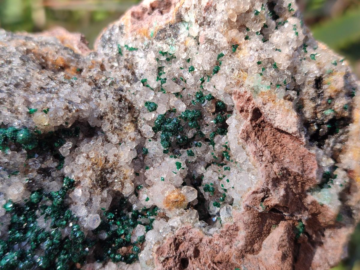 Natural Large Ball Malachite Specimen Coated with Drusy Quartz on Dolomite x 1 From Mindingi Mine, Congo