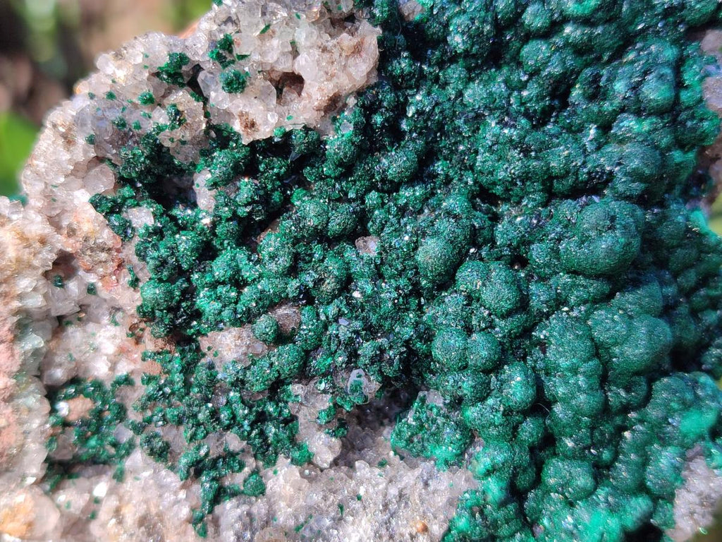 Natural Large Ball Malachite Specimen Coated with Drusy Quartz on Dolomite x 1 From Mindingi Mine, Congo
