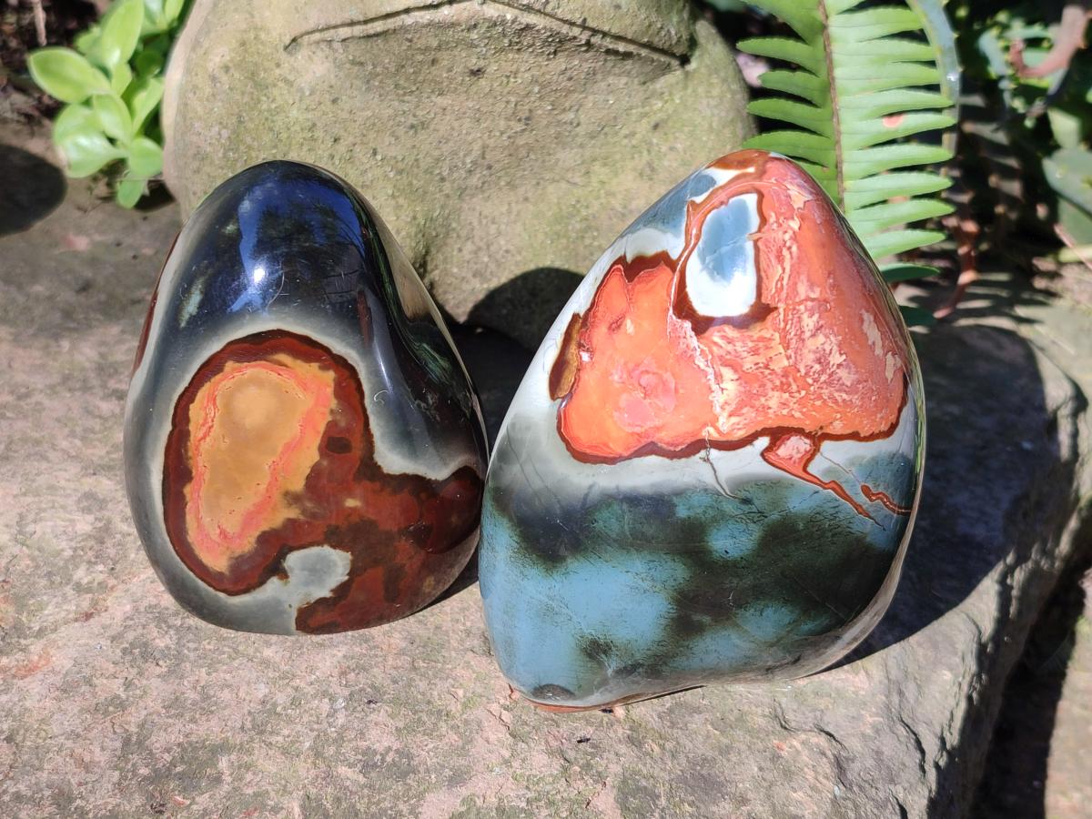 Polished Polychrome Jasper Standing Display Pieces x 3 From NW Coast, Madagascar