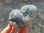 Polished and Natural Blue Celestite Eggs x 3 From Sakoany, Madagascar