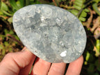 Polished and Natural Blue Celestite Eggs x 3 From Sakoany, Madagascar