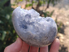 Polished and Natural Blue Celestite Eggs x 3 From Sakoany, Madagascar