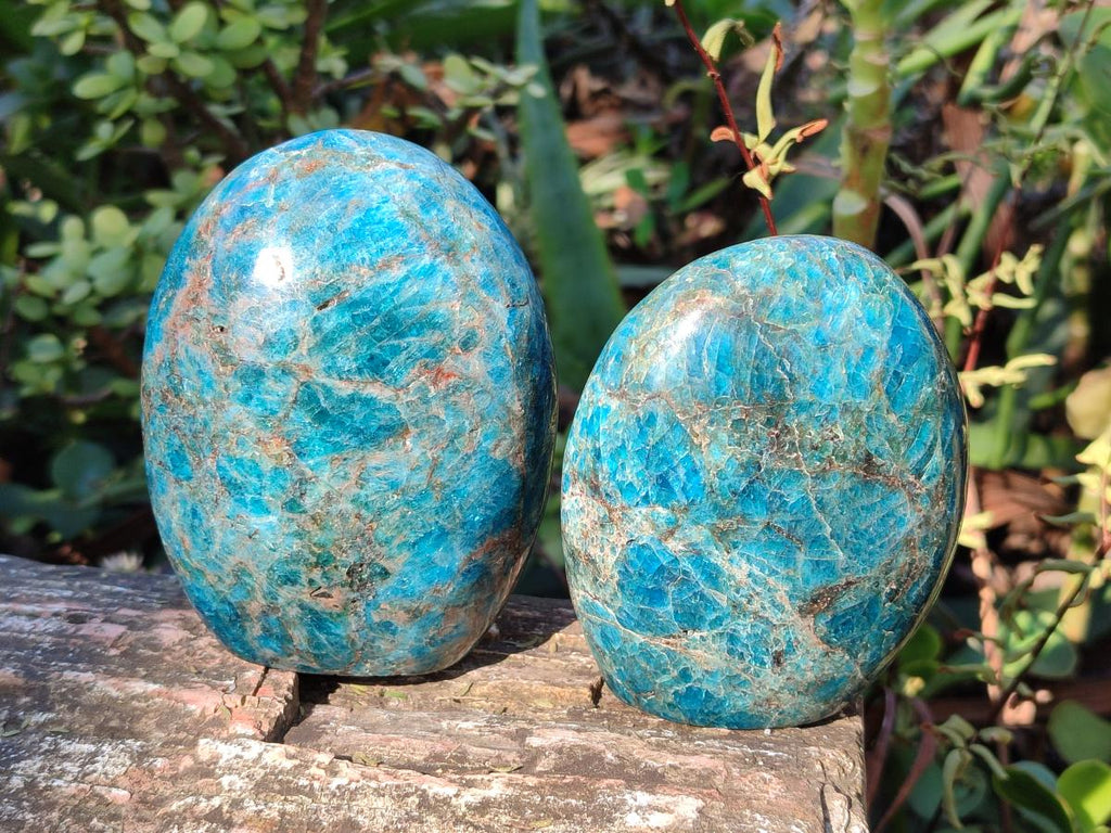 Polished Blue Apatite Standing Display Pieces x 4 From Betroka, Madagascar