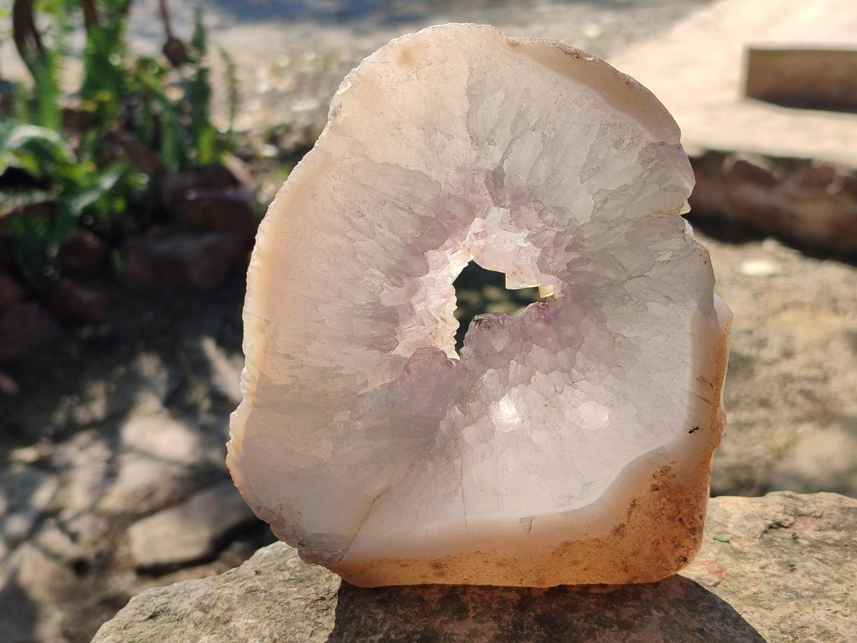 Polished One Side Agate Amethyst Crystalline Geodes x 2 From Maintirano, Madagascar