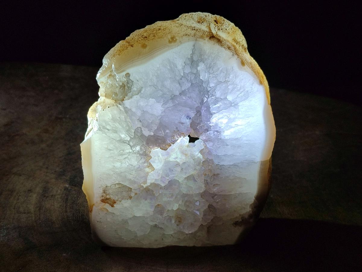 Polished One Side Agate Amethyst Crystalline Geodes x 2 From Maintirano, Madagascar