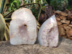 Polished One Side Agate Amethyst Crystalline Geodes x 2 From Maintirano, Madagascar