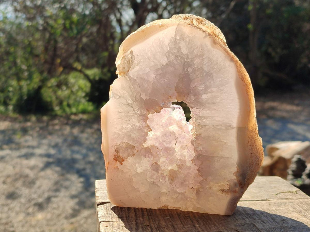 Polished One Side Agate Amethyst Crystalline Geodes x 2 From Maintirano, Madagascar