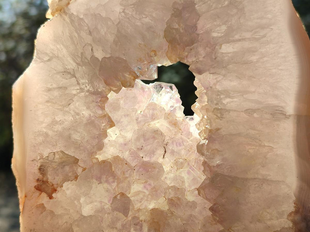 Polished One Side Agate Amethyst Crystalline Geodes x 2 From Maintirano, Madagascar