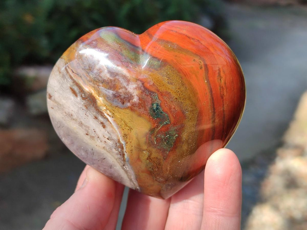 Polished Ocean Jasper Hearts x 6 From Northwest Coast, Madagascar