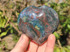 Polished Ocean Jasper Hearts x 6 From Northwest Coast, Madagascar