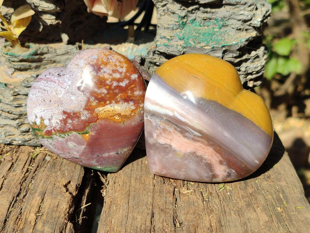 Polished Ocean Jasper Hearts x 6 From Northwest Coast, Madagascar