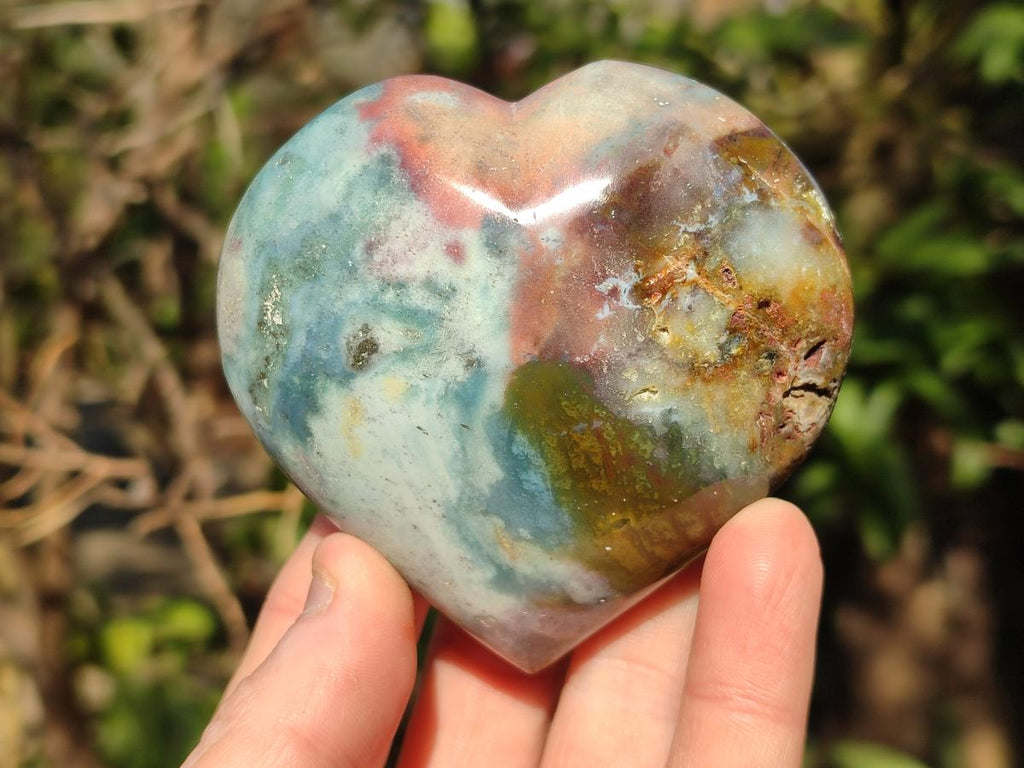Polished Ocean Jasper Hearts x 6 From Northwest Coast, Madagascar
