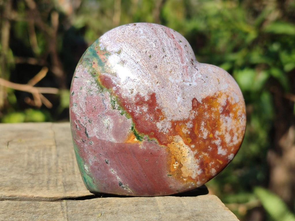 Polished Ocean Jasper Hearts x 6 From Northwest Coast, Madagascar