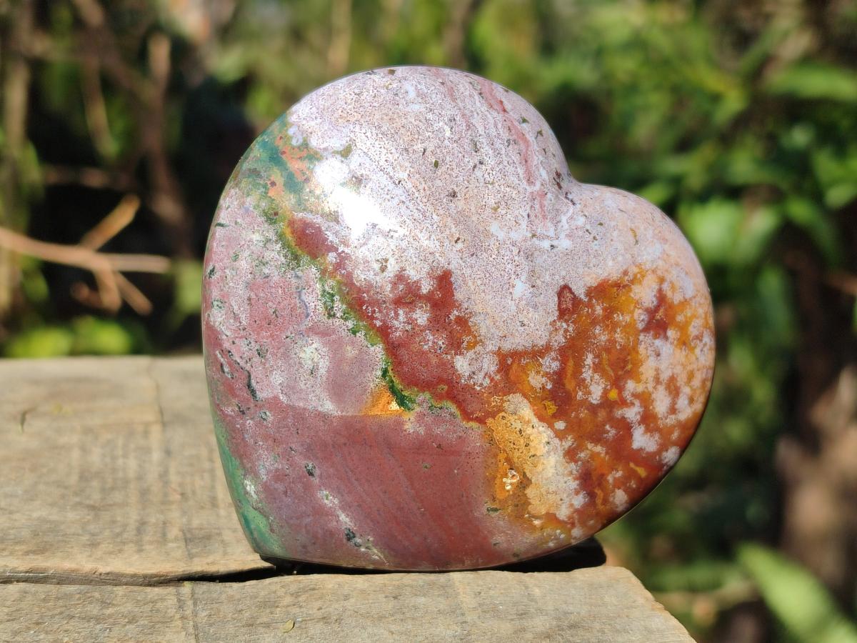 Polished Ocean Jasper Hearts x 6 From Northwest Coast, Madagascar