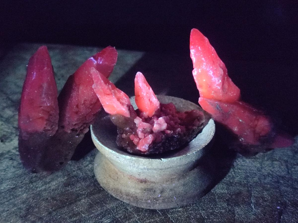 Natural Drusy Quartz Coated "Cock Spur" Calcite Crystals x 12 From Albert's Mountain, Lesotho