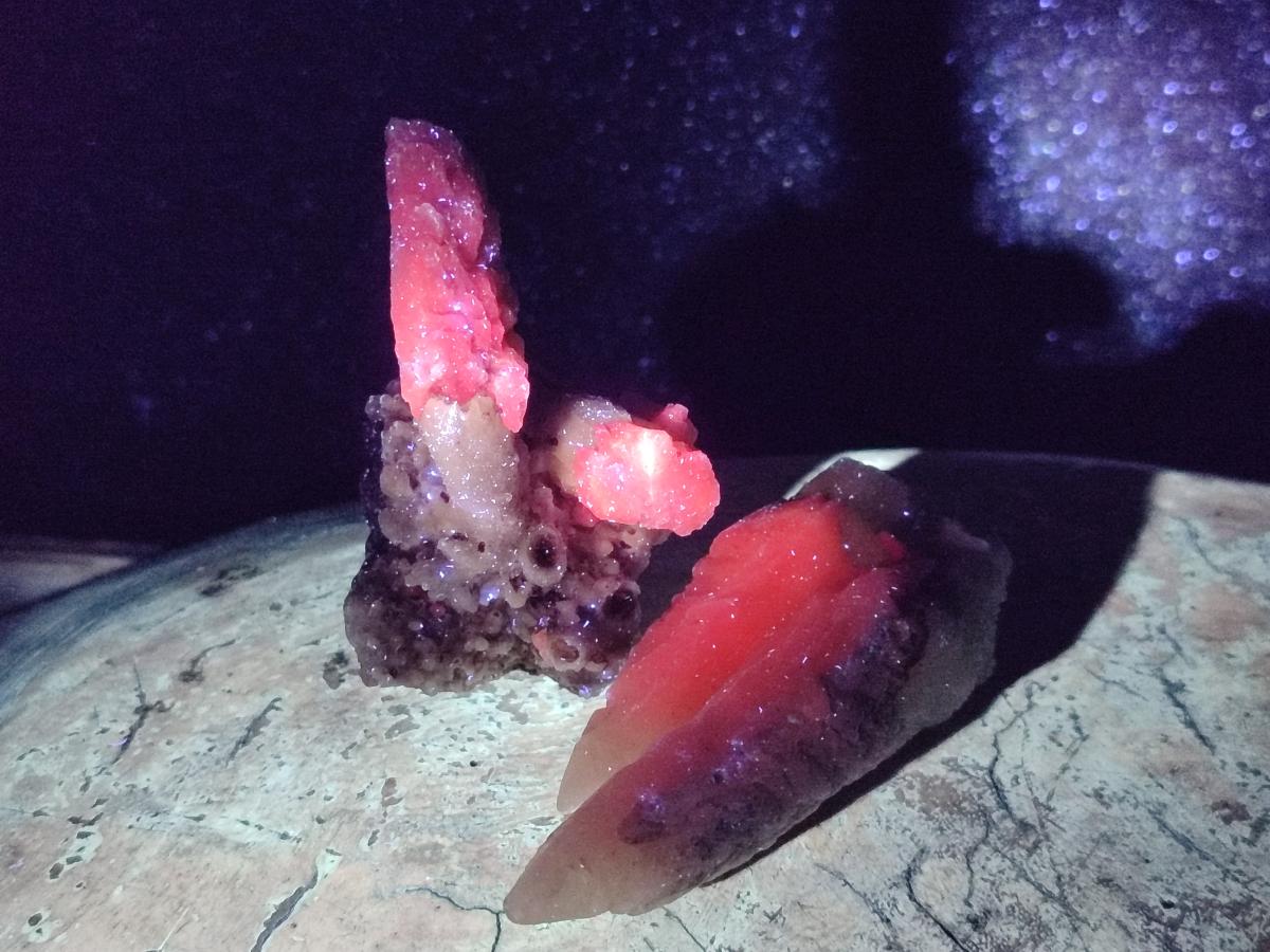 Natural Drusy Quartz Coated "Cock Spur" Calcite Crystals x 12 From Albert's Mountain, Lesotho