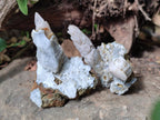 Natural Drusy Quartz Coated "Cock Spur" Calcite Crystals x 12 From Albert's Mountain, Lesotho