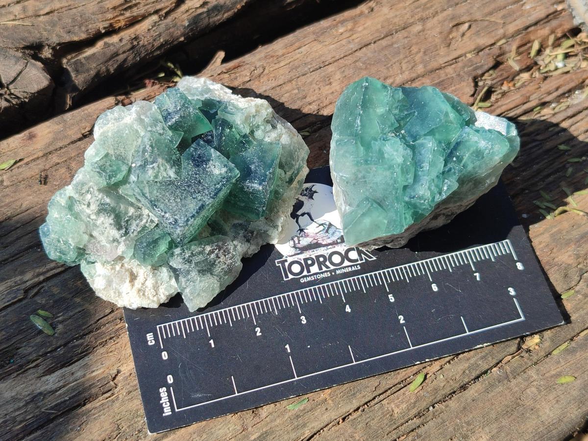 Natural Green Cubic Fluorite Specimens x 35 From Mandrosonoro, Madagascar