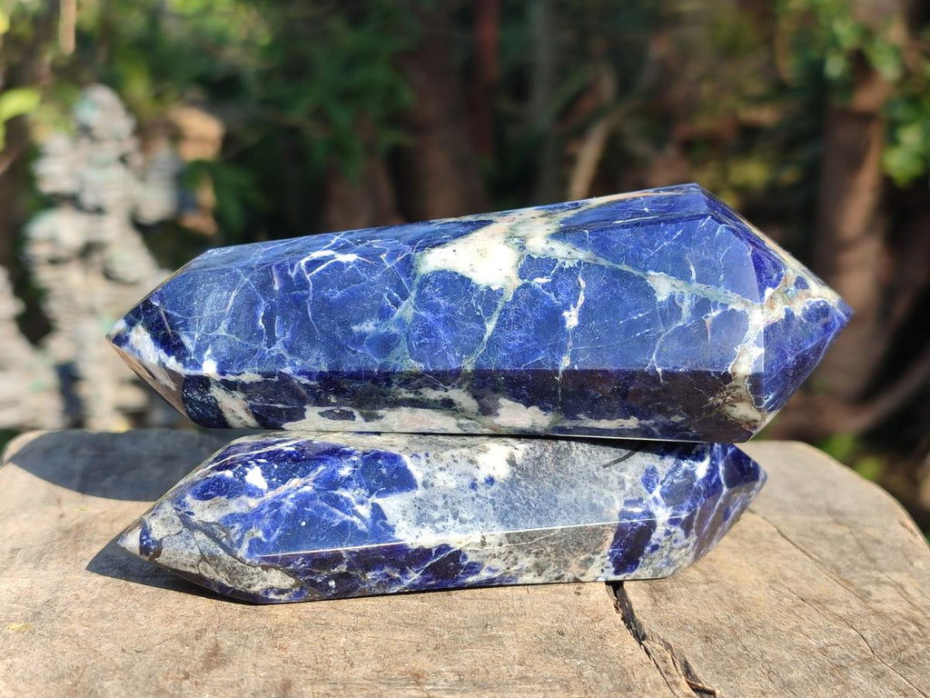 Polished Double Terminated Sodalite Crystals x 6 From Kunene River, Namibia