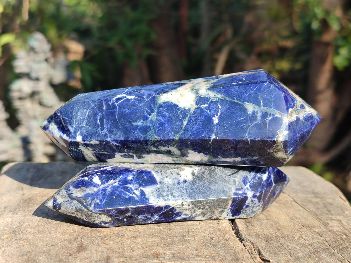 Polished Double Terminated Sodalite Crystals x 6 From Kunene River, Namibia