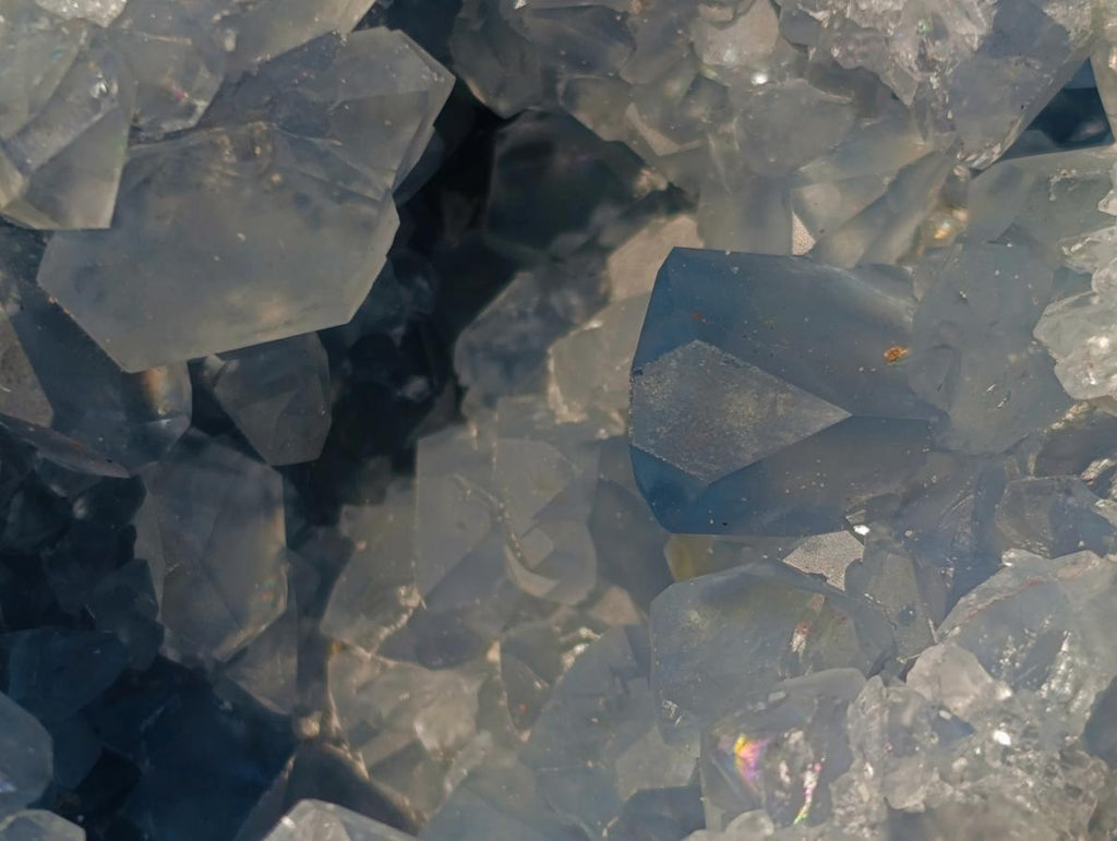 Polished and Natural Large Blue Celestite Hearts x 2 From Sakoany, Madagascar