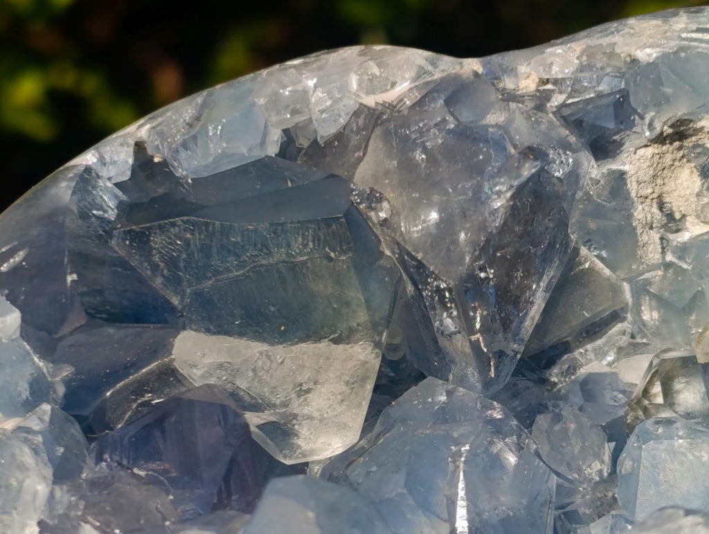 Polished and Natural Large Blue Celestite Hearts x 2 From Sakoany, Madagascar